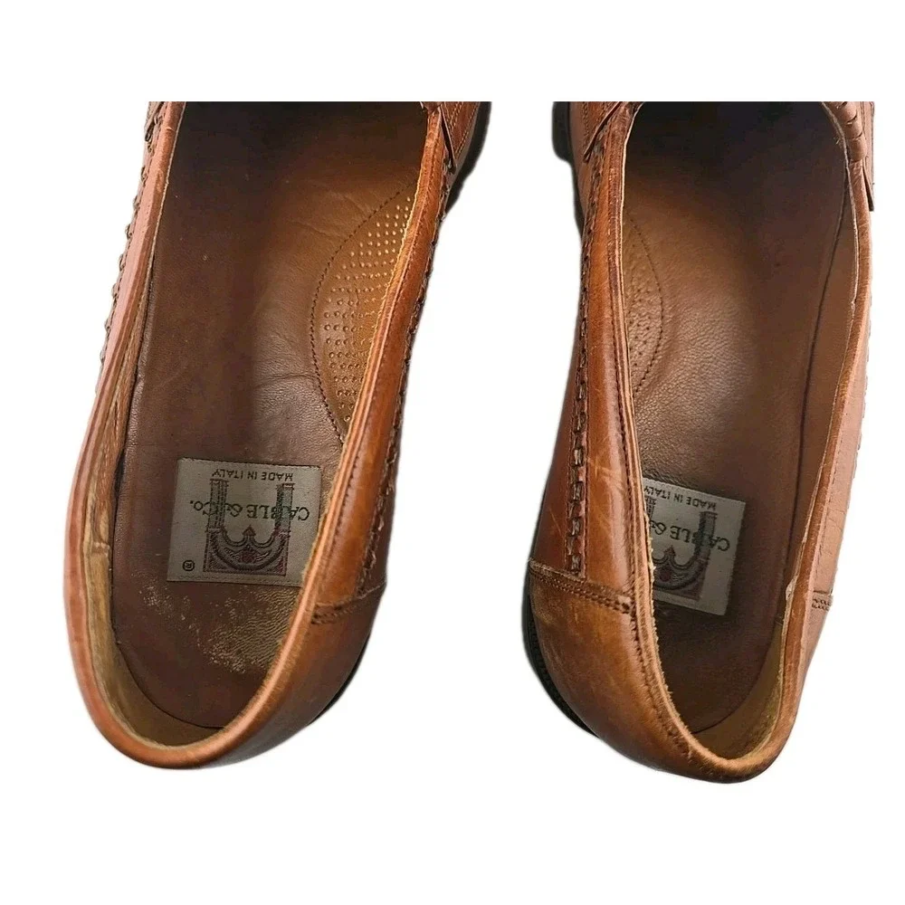 Cable & Co Tassel Brown Loafers Men's SZ 9 Made in Italy‎ Leather Fringe Preppy